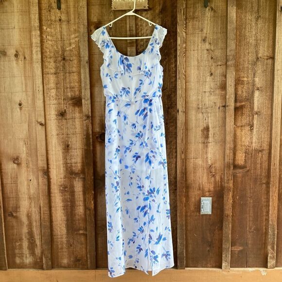 NINE WEST Floral Ruffle Faux Wrap Maxi Dress - Picture 3 of 12